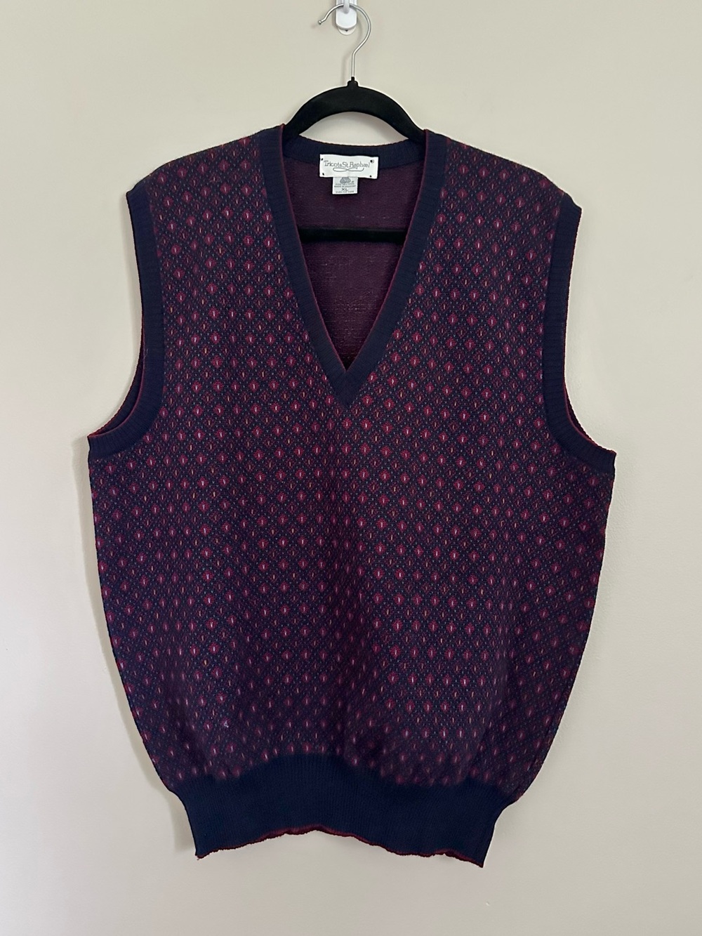 Vintage 90s Tricots St. Raphael Wool Sweater Vest XL Grandpacore Dadcore Campus